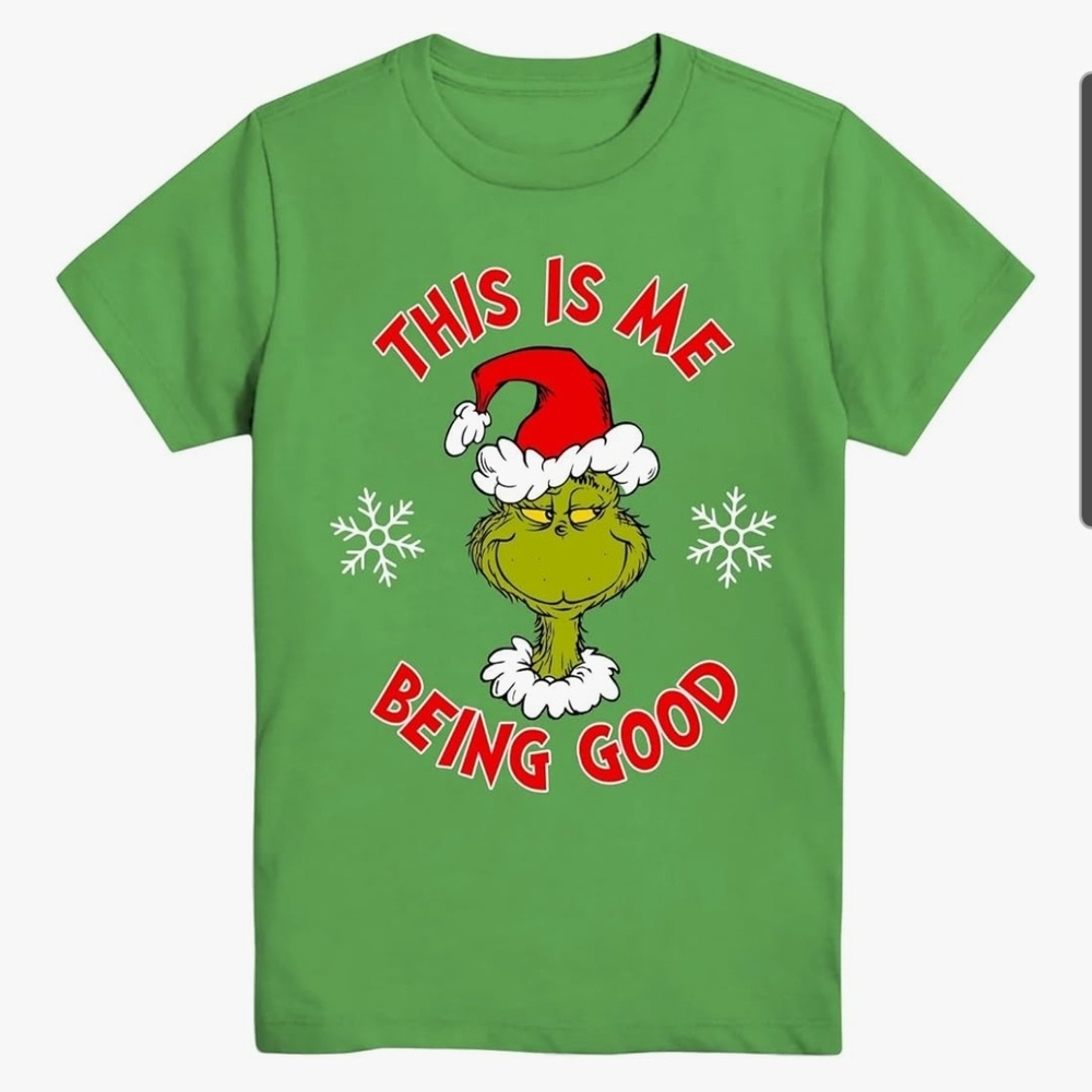 Dr. Seuss Grinch Green Kids Tee - 'This Is Me Being Good'size Med